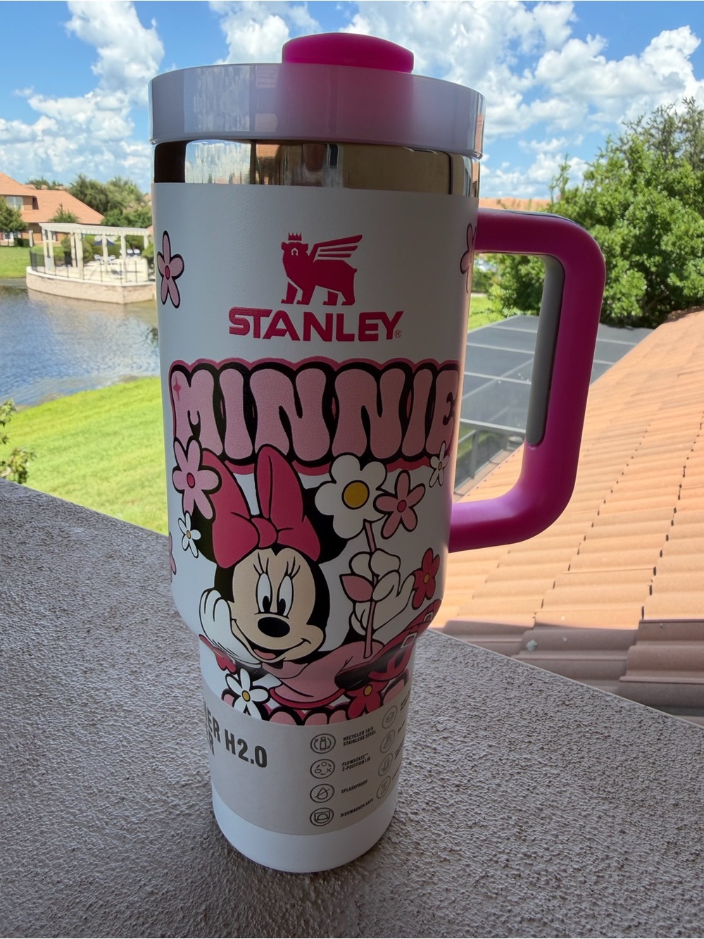 Stanley Quencher H2.0 40 oz Minnie Mouse Pink Floral Tumbler - Picture 7 of 9